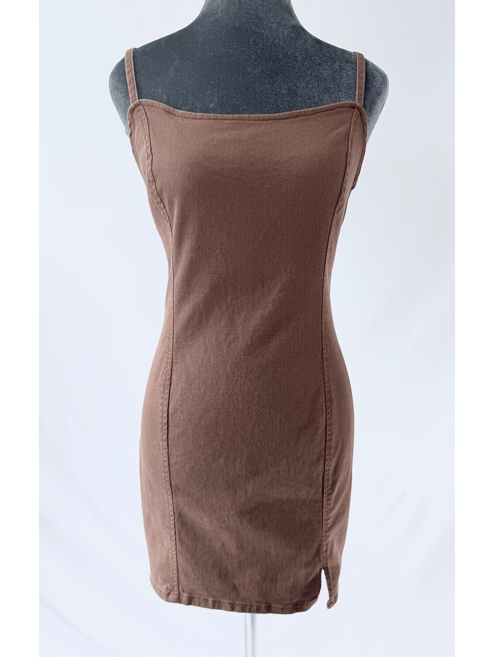 H&M Divided Brown Denim Cami Mini Dress Size L Y2K